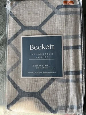 Window Valance Corona Home Beckett Ash Blue Geometric Dorm Office Room Decor NIP