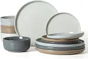 [Richmount] Milkyway Plates and Bowls Set, 12 Piece Dinner Set, Speckled Stoneware Dinner Set for 4, Chip and Scratch Resistant Dinnerware Sets, Dishwasher & Microwave Safe, Multi-Color