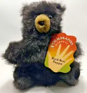 Folkmanis Baby Black Bear Plush Animal Hand Puppet 9" Movable Head, Arms NOS
