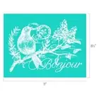 Bonjour Chalk Couture Transfer Stencil French Paris Bird on a Branch Postale