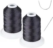 UV Resistant - Heavy Duty Outdoor Thread for Hand or Machine Sewing - Simthread 100% Polyester Bonded Thread Tex 69 (12wt) - 250 Yards x 2 Spools NP-Black
