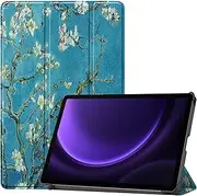 [YBROY] Case for Samsung Galaxy Tab S9 FE, Premium Leather Flap Tablet Case, with Stand Function Auto Wake/Sleep, Cover for Samsung Galaxy Tab S9 FE.(Apricot Flower)