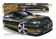 FPV BF GT BF GT-P SILHOUETTE GOLD STRIPES A2 FRAMED PRINT (FV031L)