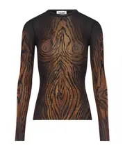 wood-print mesh top S,XS,L,M Black