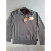 Woolrich Men Medium Zip-Up Turtleneck Fleece Pullover Merino Wool Gray Sweater
