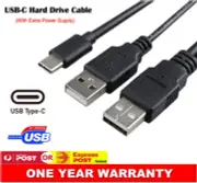 USB Type-C Male to Dual Type-A Male Cable Extra Power Supply For External HDD AU