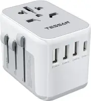 TESSAN International Plug Adapter, Universal Power Adaptor with 4 USB Ports (1 U