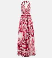 [Dolce & Gabbana] Dolce & Gabbana Majolica printed silk chiffon gown AU 18 red