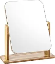 Standing Mirror, Small, Standing Wooden Beauty Cosmetic Mirror, 28 x 24 cm, Vanity Mirror, Freestanding Table Mirror for Dressing Table, Desk, Bedroom, Bathroom - Removable, Simple
