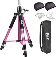 GEXWORLDWIDE GEX 63" Heavy Duty Mannequin Tripod Stand for Wig Cosmetology Training Practice Doll Manikin Head Tripod Wig Stand With Travel Bag (Rosy)