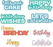 8 Pcs Happy Birthday and Shadow Outline Sentiments Cutting Dies for Card Making DIY Scrapbooking Embossing Die-Cuts Craft Cardmaking Template Stencils Handmade Art Decoration Album Cardstock