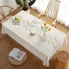 Creative Decorative Linen Tablecloth With Tassels Dustproof Thicken Table Cover