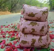 Indian Baby Pink Tiger Toiletry Bag Unisex Makeup Bags Waterproof 3 Pcs. Sets AU