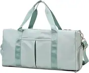 Travel Duffel Bag with Shoe Compartment – Water-Resistant, Lightweight Gym Tote for Men and Women, Ideal for Sports, Weekend Trips, and Workouts, Light Green, Sport
