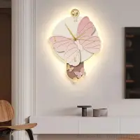 在飛比找蝦皮商城精選優惠-現代簡約客廳掛畫創意蝴蝶牆上led壁燈畫免打孔餐廳背景牆鐘錶