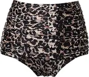 [COCOPEAR] Women's Sexy Cut Out Middle Waist Bikini Bottoms Retro Strappy Short Tankinis(FBA)