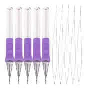 5Pcs Embroidery Punching Needle Set with Needle Threader ABS Embroidery Pen Set