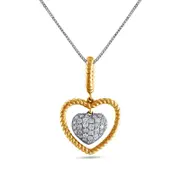 0.25 CT. T.W. Natural Diamond Double Heart Rope Frame Pendant in 10K Two-Tone Gold