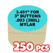 3" Tecre Mylars Clear Plastic Cover for Button Maker Badge Machine Press 250 pcs