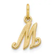 14K Yellow Gold 14Ky Script Letter M Initial Charm