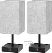 Bedside Table Lamps Set of 2 - Touch Nightstand Lamp for Bedroom with USB C+A Ch