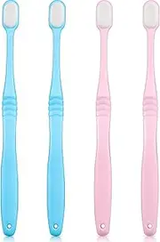 Pack of 4 Extra Soft Toothbrushes Micro Nano Manual Toothbrush for Sensitive Gums with 20,000 Extra Soft Bristles for Sensitive Gums Adults Children (Blue, Pink)