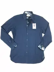 TED BAKER Carmz Trim Fit Houndstooth Dress Shirt In Teal/ Blue Sz 15 1/2 , 34/35