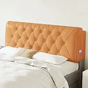 Rectangular Bed Support Headboard Upholstered Wall Pillow Wedge Pillow Adults Kids Large Bed Backrest Waterproof Headboard Pillow for Daybed Bunk Bed,Orange,with Headboard 63"