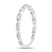 14k White Gold Round Diamond XOXO Love Stackable Band Ring 1/12 Cttw