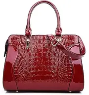 [GIGBIRD] Women's Crocodile Pattern Handbag and Purse PU Leather Classic Satchel Crossbody Outdoor Work Top Handle Shoulder Bag