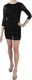 [John Richmond] Black Silk Sequined Mini Shift Gown