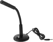 Kisangel 1Pc Lightweight Plastic Microphone with Base for Game Voice Chat Live Streaming Singing Interface Tabletop Mic Black High Sensitivity for Audio