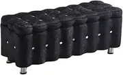 Storage Stool Storage Stool Light Luxury Foot Sofa Ice Fleece Bench Rectangular Bed end Shoe Bench Clothing Store Nordic Storage (Color : Black, Size:40x40x40cm/15.7x15.7x15.7in) (Black 60X40X40cm)