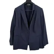 Lane Bryant Bryant Blazer 20 Navy Blue Modern Slim Fit Minimalist Career NWT