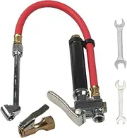 Tire Inflator Tire Pressure Gauge Wreh Tool Heavy Duty with Hose Lock on Air Chuck 120PSI for Vehicles Cars Automotive, Red