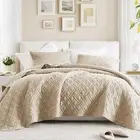 Queen Quilt Set Modern Reversible Diamond Coverlet Queen Bedding Set Cozy Qui...