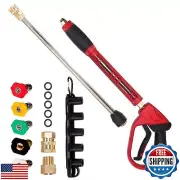 Hourleey Pressure Washer Gun, Red High Power Washer Gun with Replacement Wand