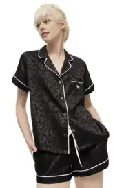 Peter Alexander Jacquard Leopard Satin PJ Set Women’s Size 3+ (24-26) NWT Boxed