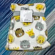NEW Giraffe Elephant Lion Tiger Animal Faces Zoo Plush Blanket Baby Elements