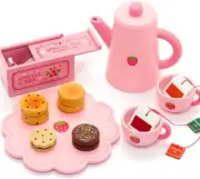 Mother Garden wooden toy - wild strawberry tea set with teapot - playful #1
