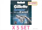 GILLETTE SENSOR EXCEL SINGLE ITEM SHAVING BLADE REPLACEMENT 10 PCS BLADE X 5 SET