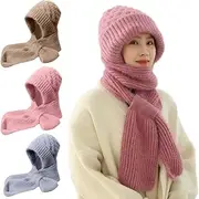[TIMLIFE] Integrated Ear Protection Windproof Cap Scarf for Women, Winter Warm Ear Guard Hat Scarf for Women, Windproof Cap Scarf