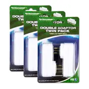 3x Ultracharge Double AC Adaptor Twin Left & Right 4 Outlets Plug Extender White