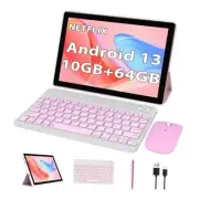 10 inch Android 13 Tablet, 10GB RAM+64GB ROM Tablet, 2 in 1 10GB+64GB Pink