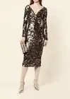 Rachel Gilbert NEW Fluer Sequin Midi Dress Size 4 $1,895.00