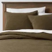 3pc California King Space Dyed Cotton Linen Duvet Cover & Sham Set