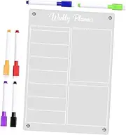 ROMISBABA 1 Weekly Schedule Planner Whiteboard Erasable Transparent Calendar Board for Refrigerator with Markers Easy to Use Portable Design