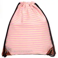 在飛比找蝦皮商城優惠-KURO-SHOP 米白色 粉紅色條紋 束口 帆布材質 後背