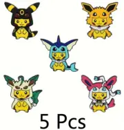 Pokémon 5pcs Pikachu Poncho Enamel Pin Eeveelution Anime Eevee Evolution Set
