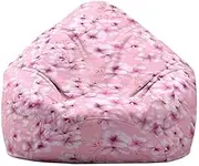 Bean Bag Chair Cover, Lukery Stuffed Animal Storage Bean Bag Chair Cover Kids Adults(No Filler), Plum Bossom Print Bean Bag Covers Sofa Gaming Storage Bag Indoor Lazy Lounger (80x90cm,Purple Flower)